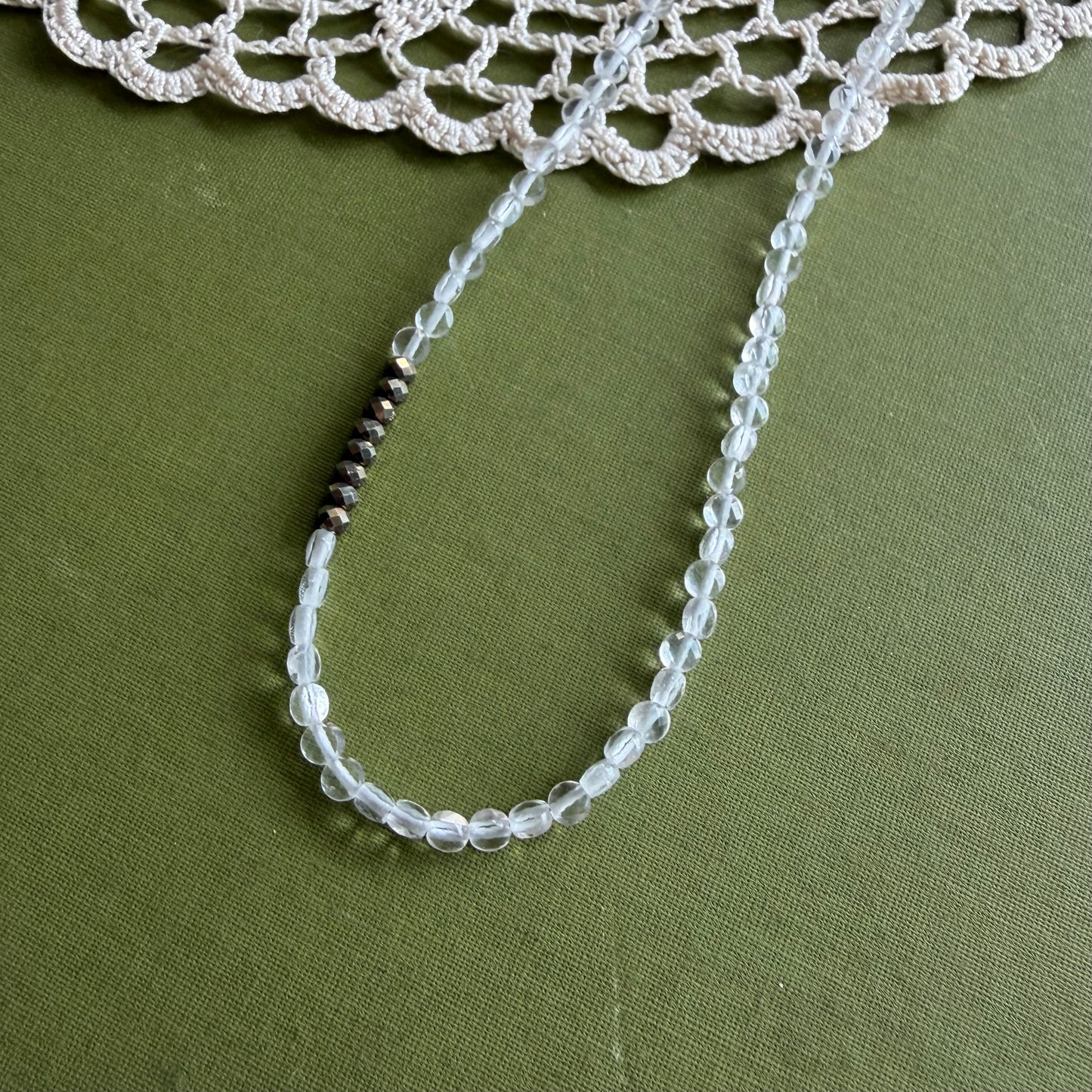 Clear Quartz & Pyrite Beaded Necklace