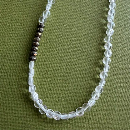 Clear Quartz & Pyrite Beaded Necklace