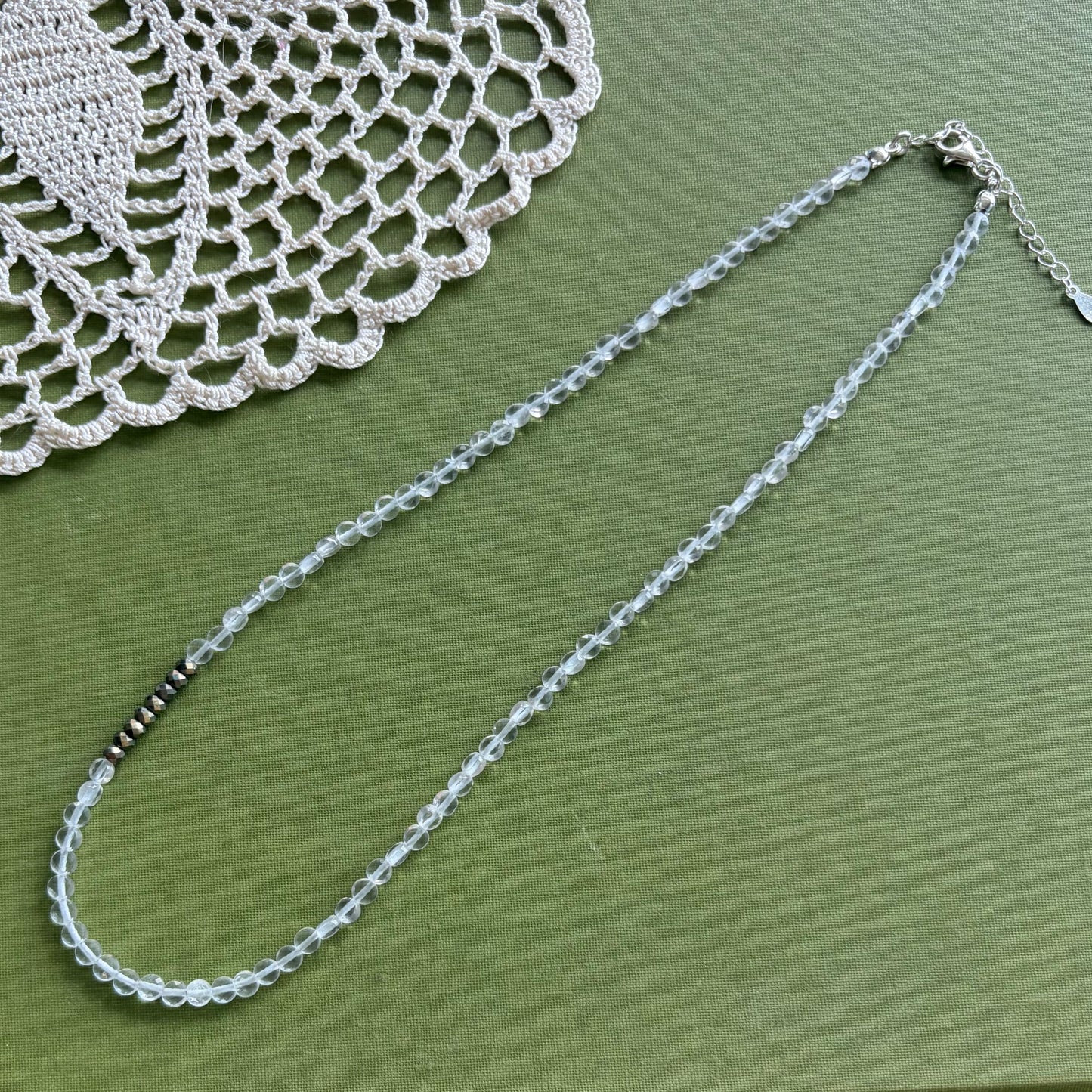 Clear Quartz & Pyrite Beaded Necklace