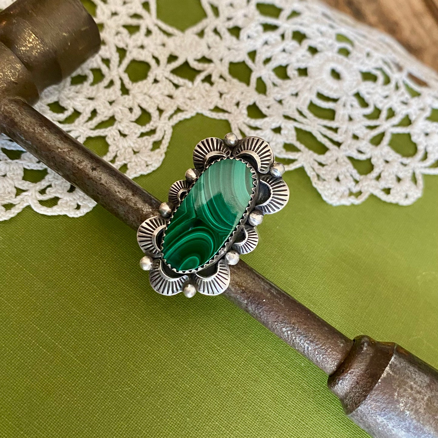 Malachite Ring Size 7.5