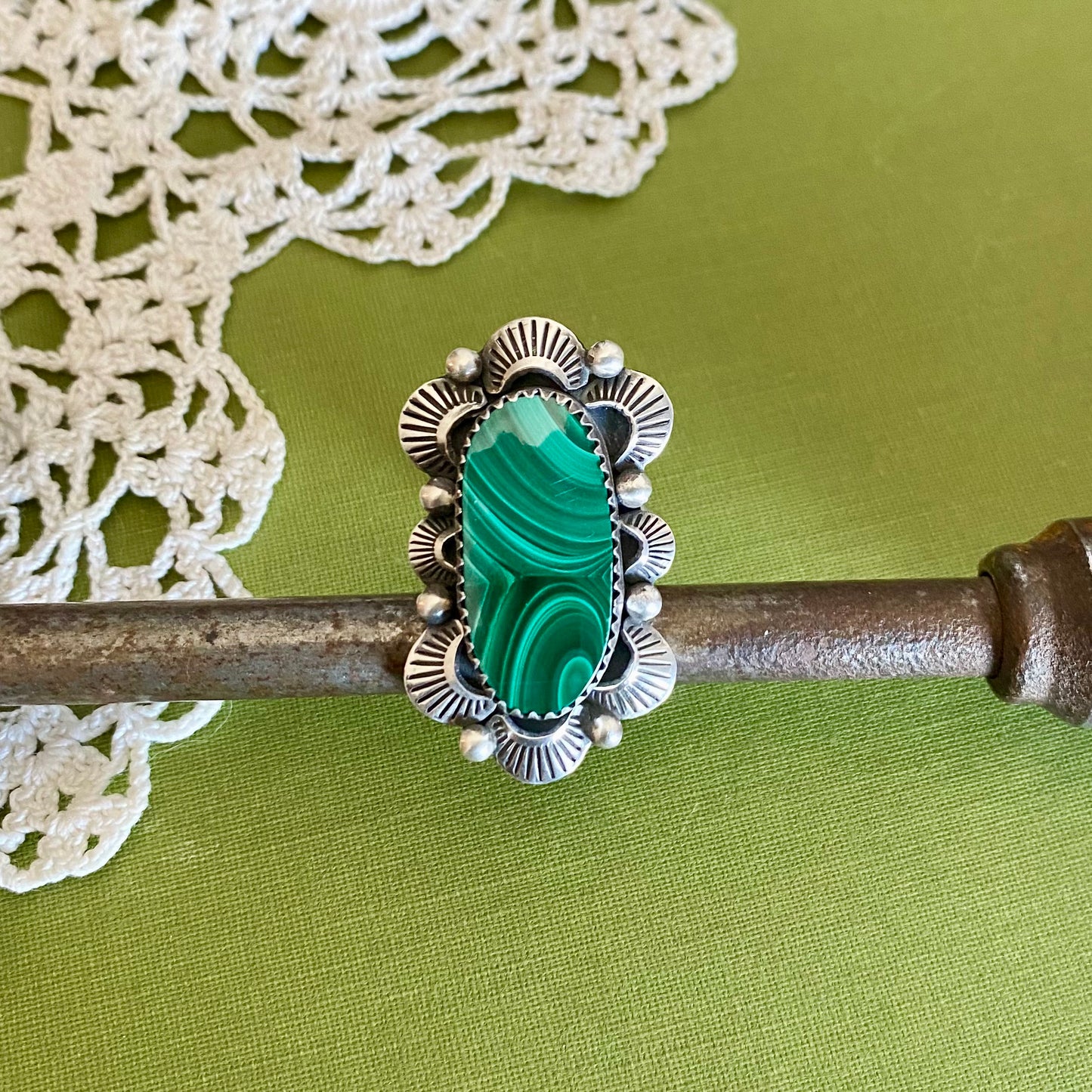 Malachite Ring Size 7.5