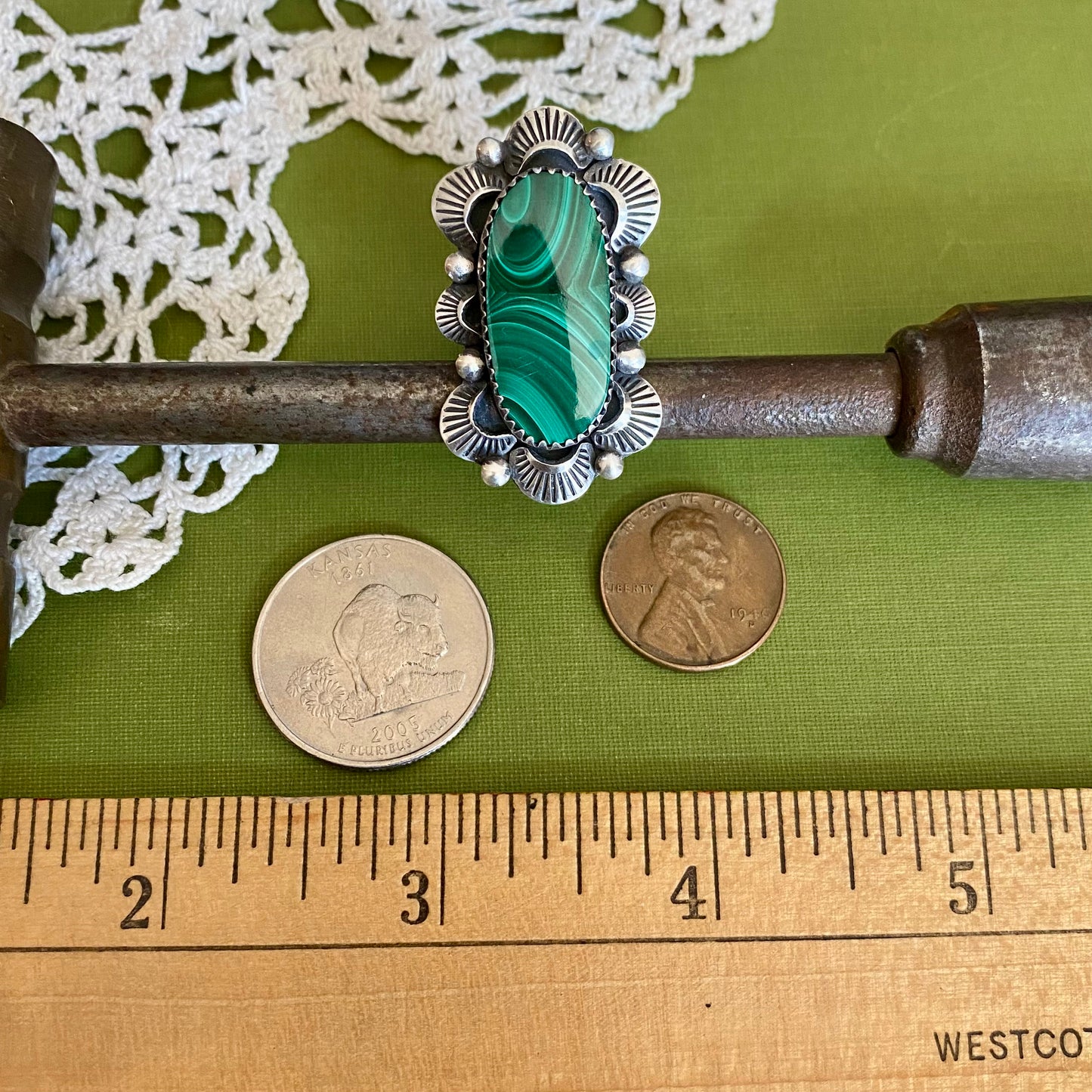 Malachite Ring Size 7.5