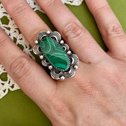 Malachite Ring Size 7.5