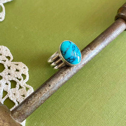 Wide Band Turquoise Ring Size 5