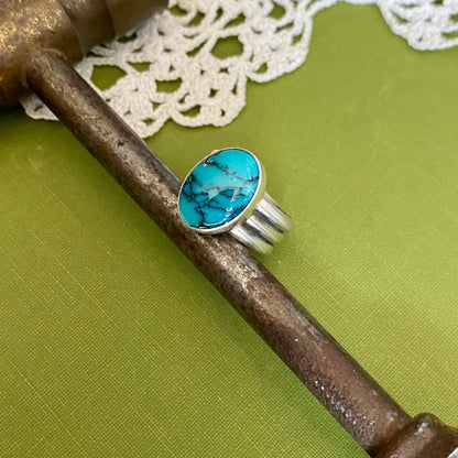 Wide Band Turquoise Ring Size 5