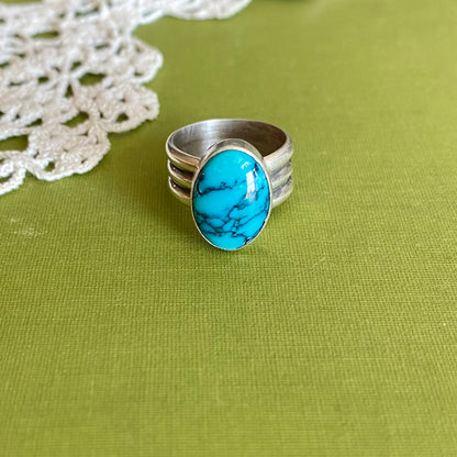 Wide Band Turquoise Ring Size 5