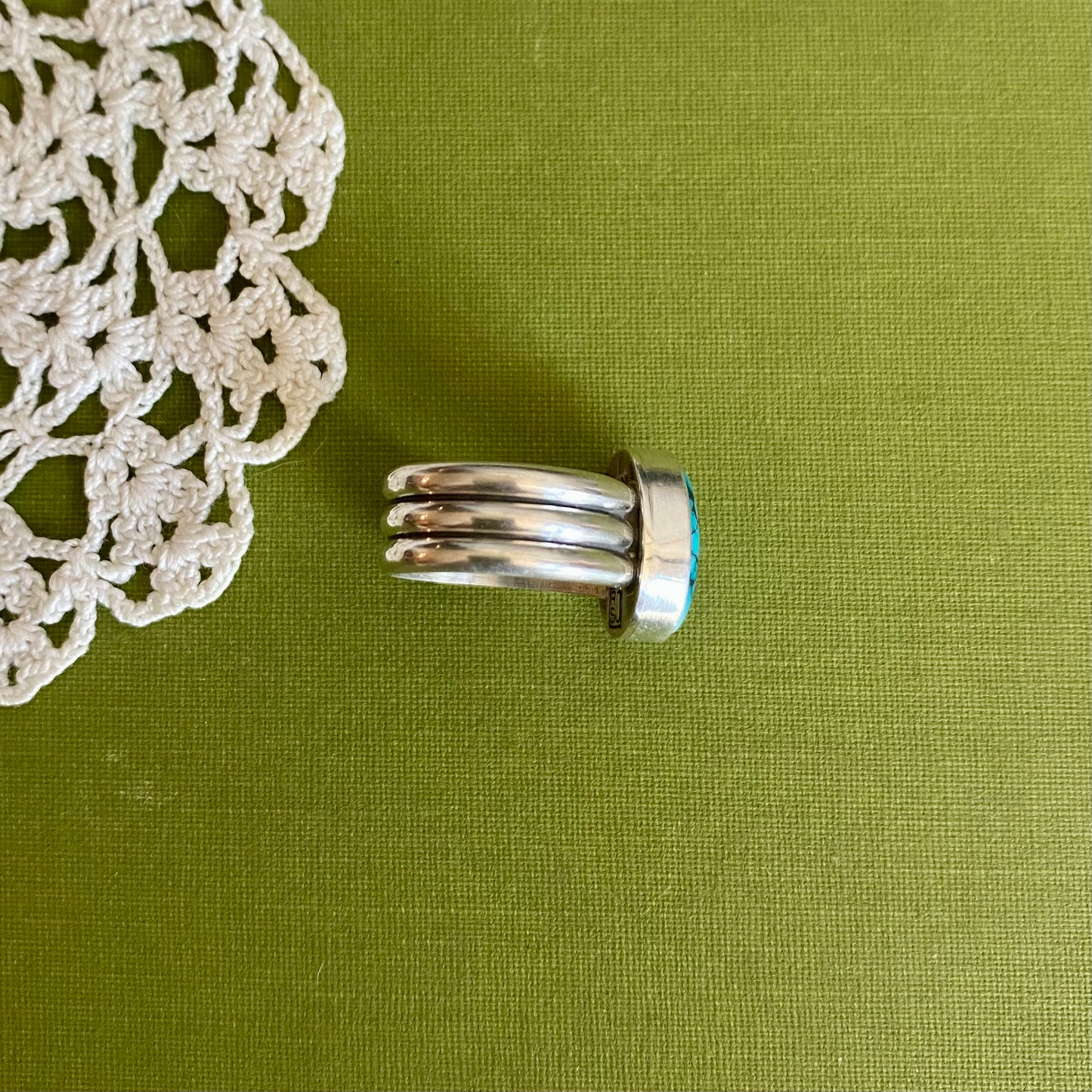 Wide Band Turquoise Ring Size 5