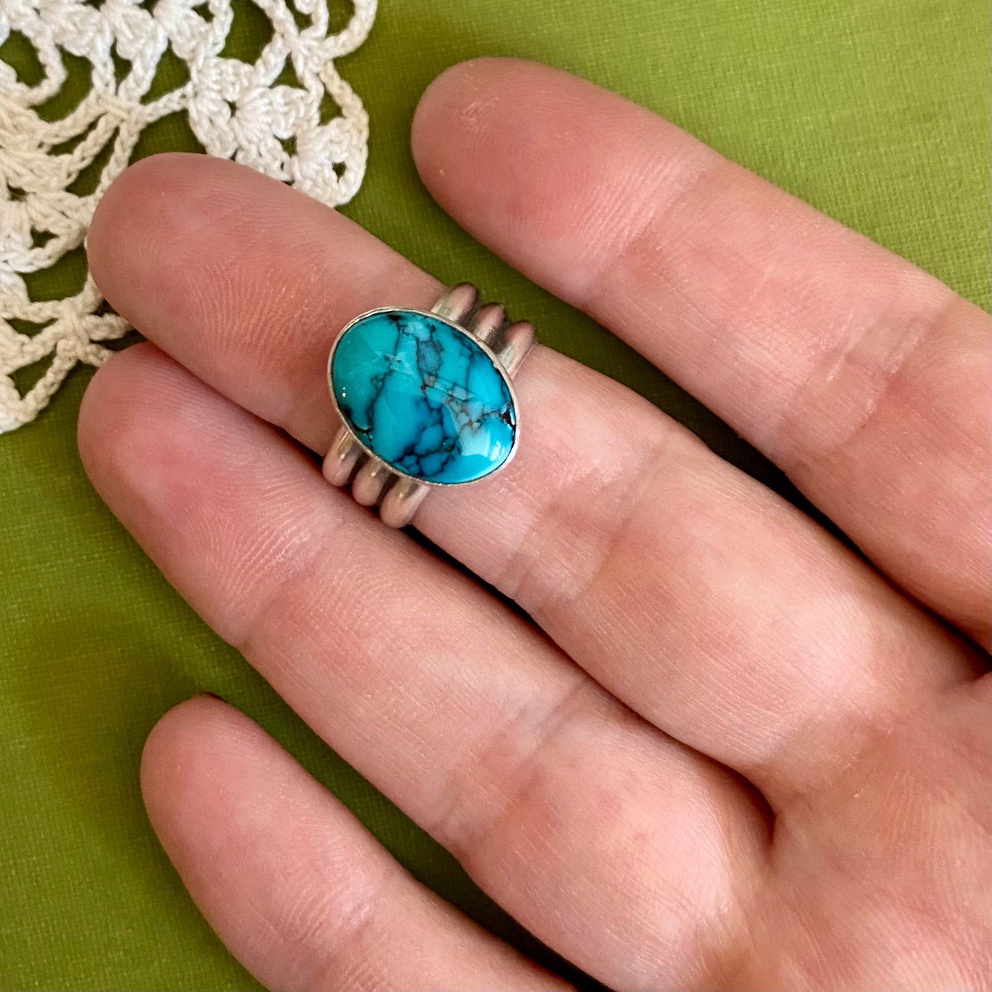 Wide Band Turquoise Ring Size 5