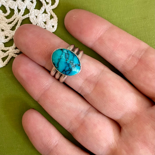 Wide Band Turquoise Ring Size 5
