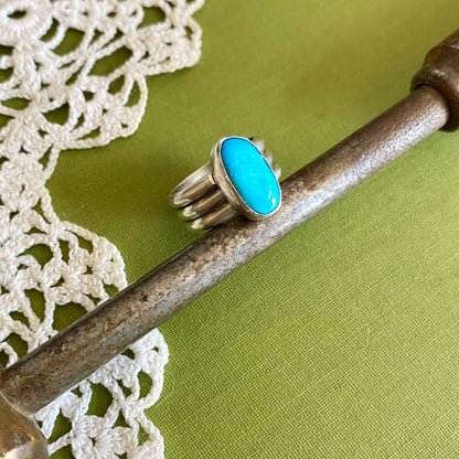 Wide Band Turquoise Ring Size 6