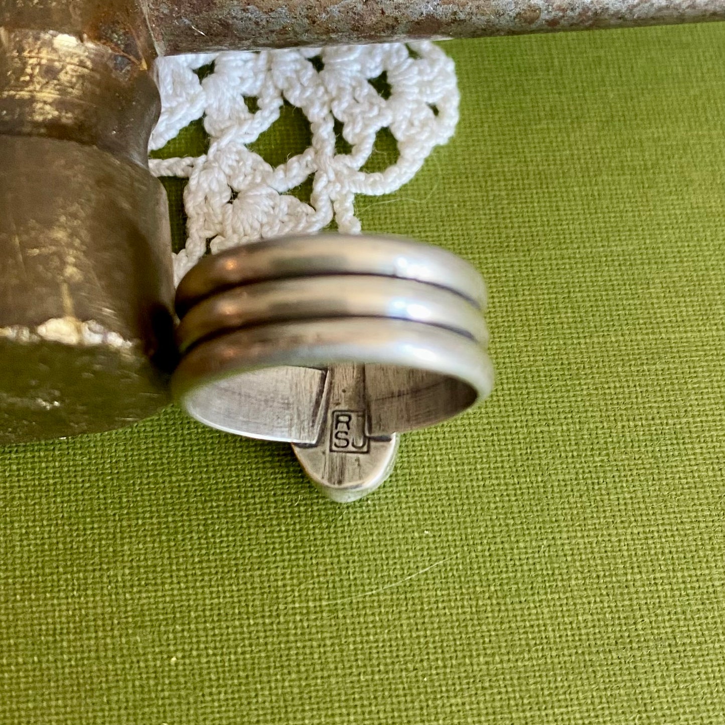 Wide Band Turquoise Ring Size 6