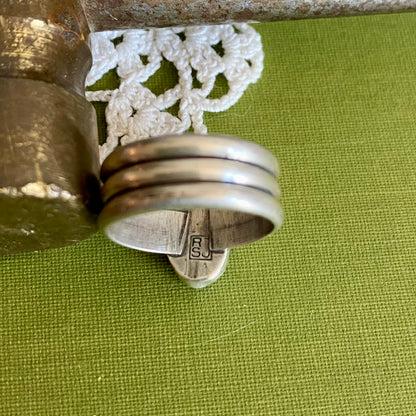 Wide Band Turquoise Ring Size 6