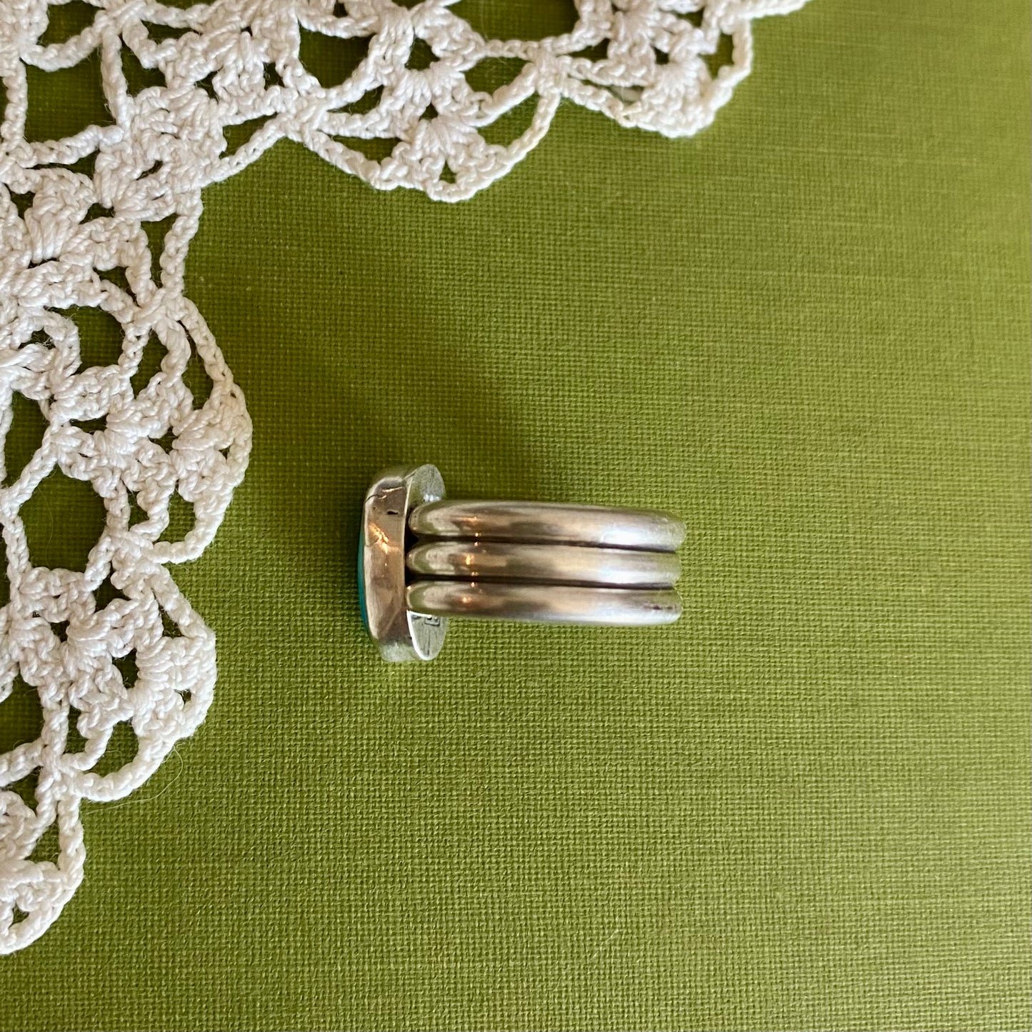 Wide Band Turquoise Ring Size 6