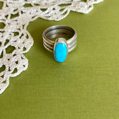 Wide Band Turquoise Ring Size 6