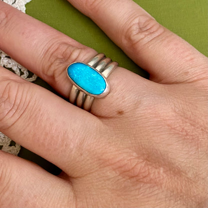 Wide Band Turquoise Ring Size 6
