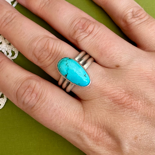 Wide Band Turquoise Ring Size 9