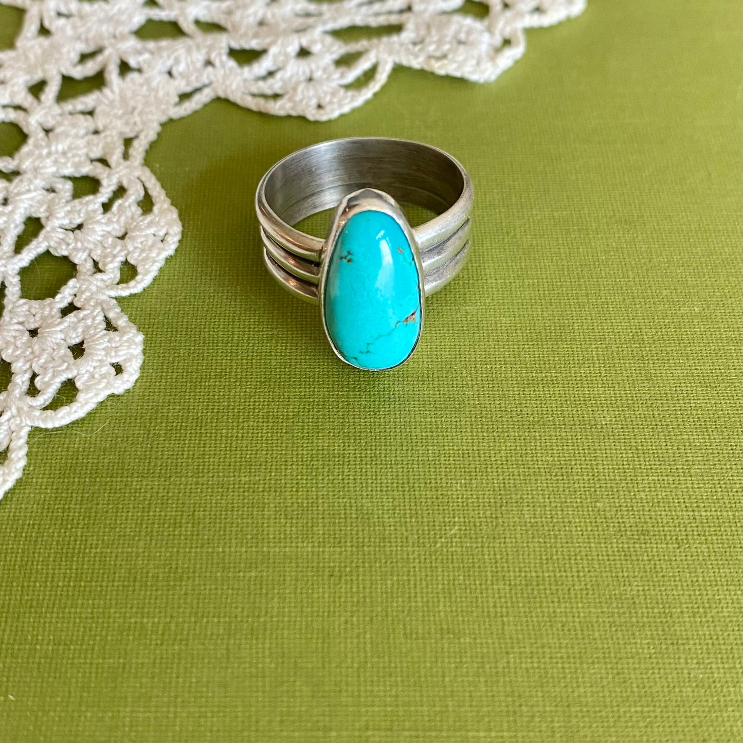 Wide Band Turquoise Ring Size 9