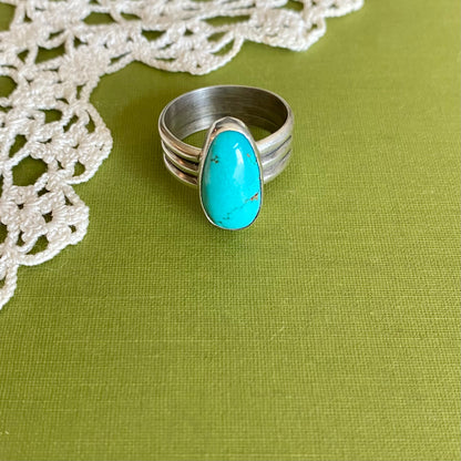 Wide Band Turquoise Ring Size 9