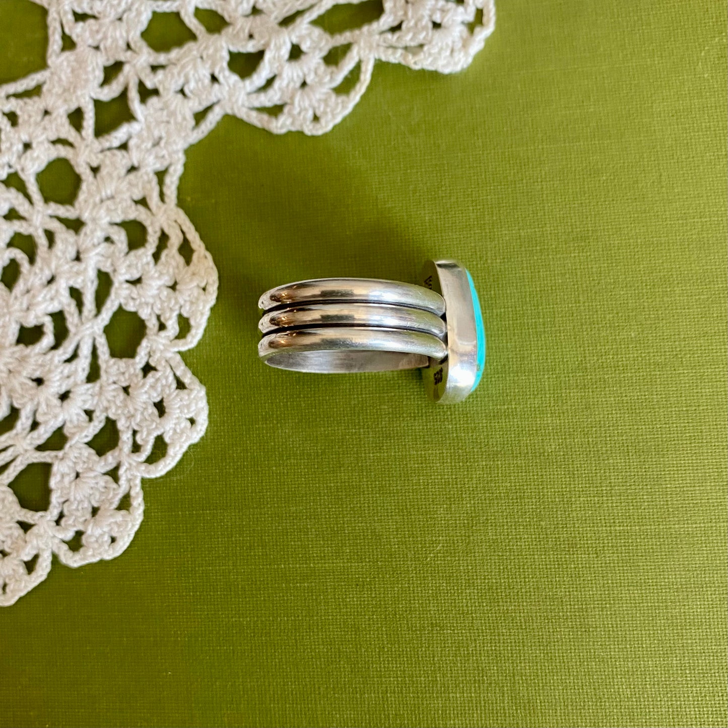 Wide Band Turquoise Ring Size 9