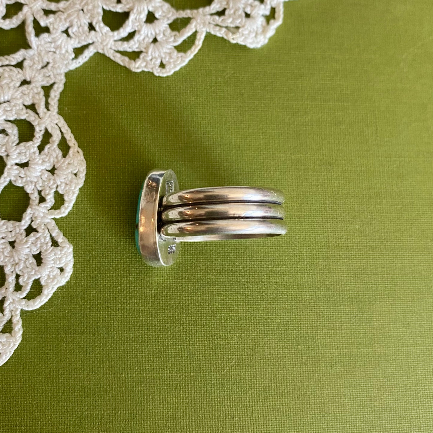 Wide Band Turquoise Ring Size 9