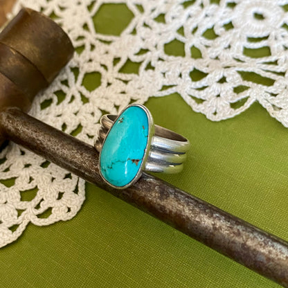Wide Band Turquoise Ring Size 9