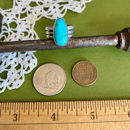 Wide Band Turquoise Ring Size 9