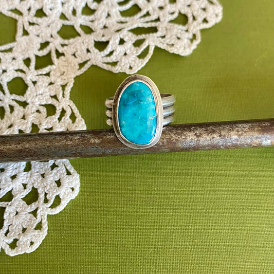 Wide Band Turquoise Ring Size 8