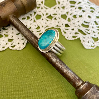 Wide Band Turquoise Ring Size 8