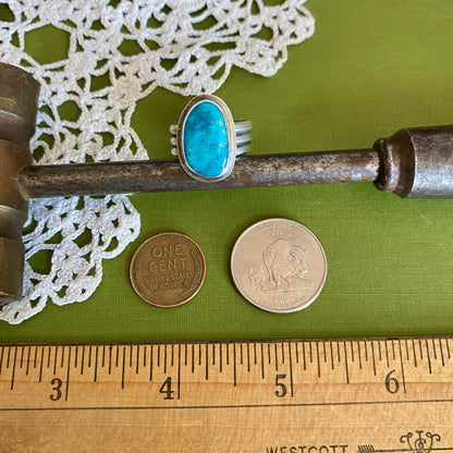 Wide Band Turquoise Ring Size 8