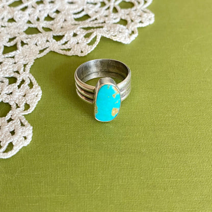 Wide Band Turquoise Ring Size 7