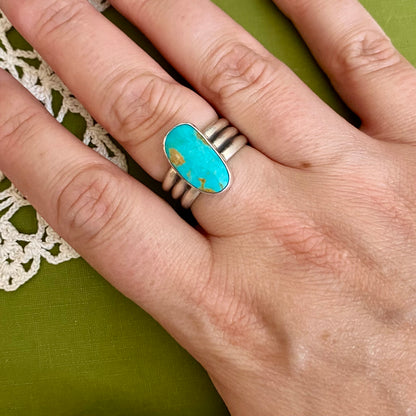 Wide Band Turquoise Ring Size 7