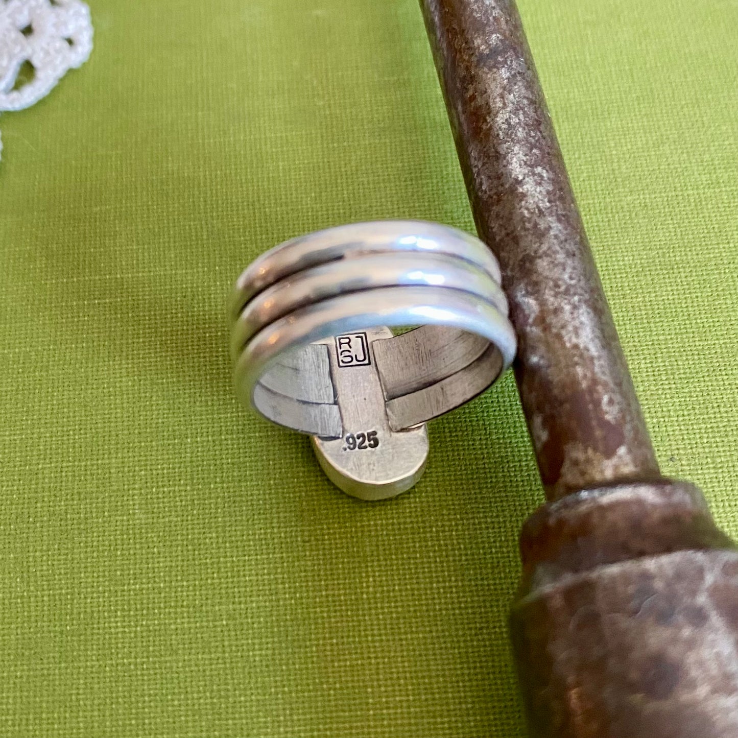 Wide Band Turquoise Ring Size 7