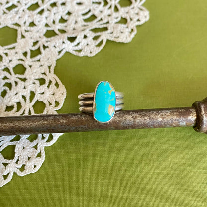 Wide Band Turquoise Ring Size 7