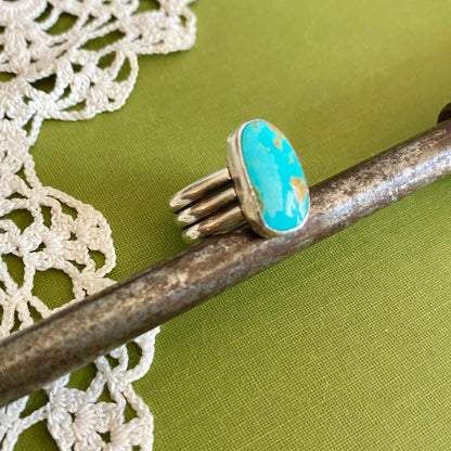 Wide Band Turquoise Ring Size 7