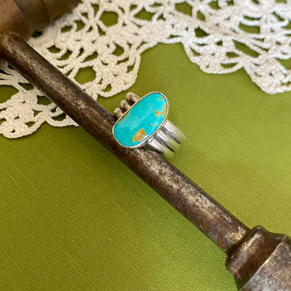 Wide Band Turquoise Ring Size 7