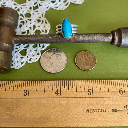 Wide Band Turquoise Ring Size 7