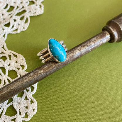 Wide Band Turquoise Ring Size 7