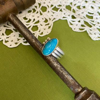 Wide Band Turquoise Ring Size 7