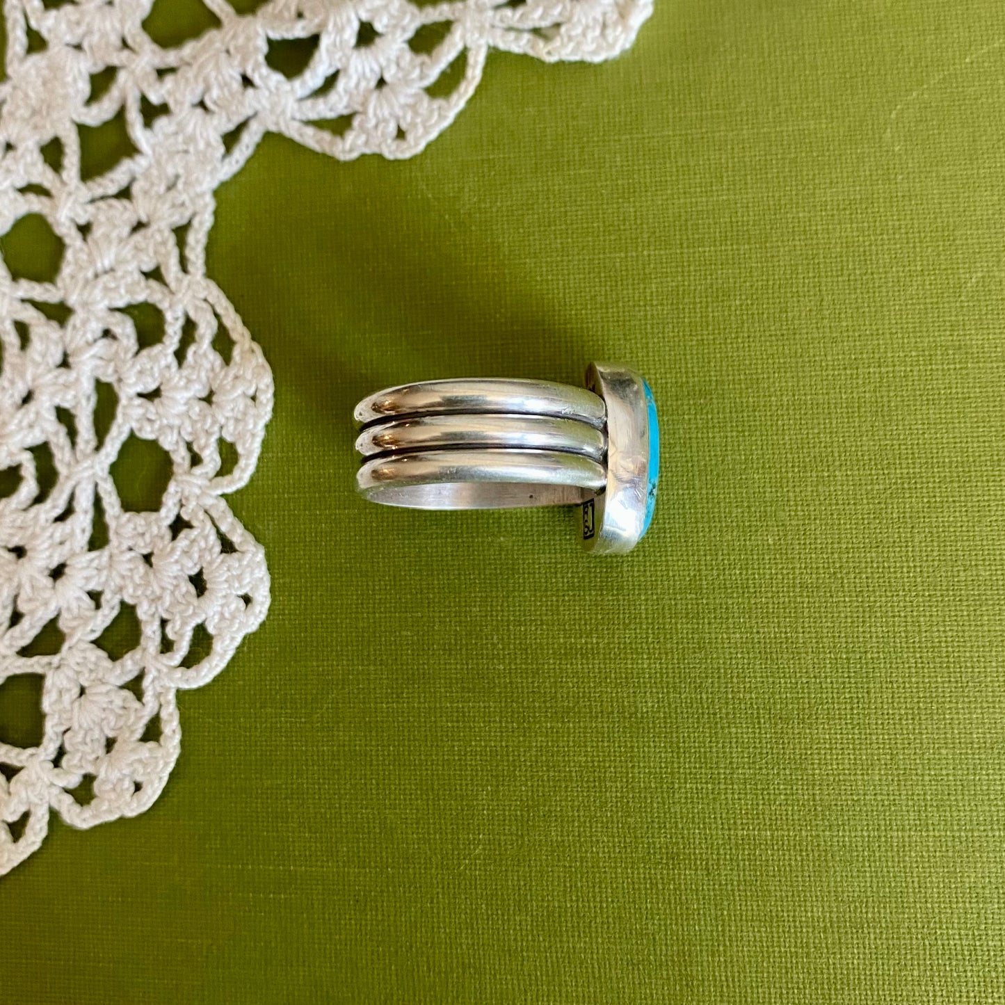 Wide Band Turquoise Ring Size 7