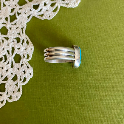 Wide Band Turquoise Ring Size 7
