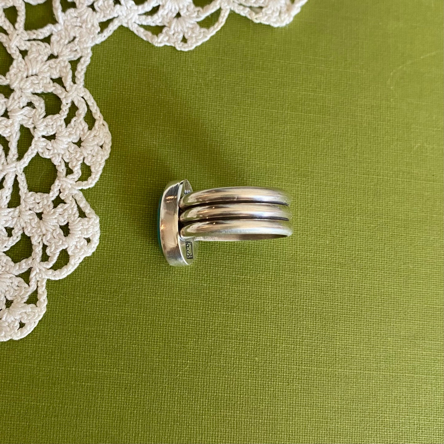 Wide Band Turquoise Ring Size 7