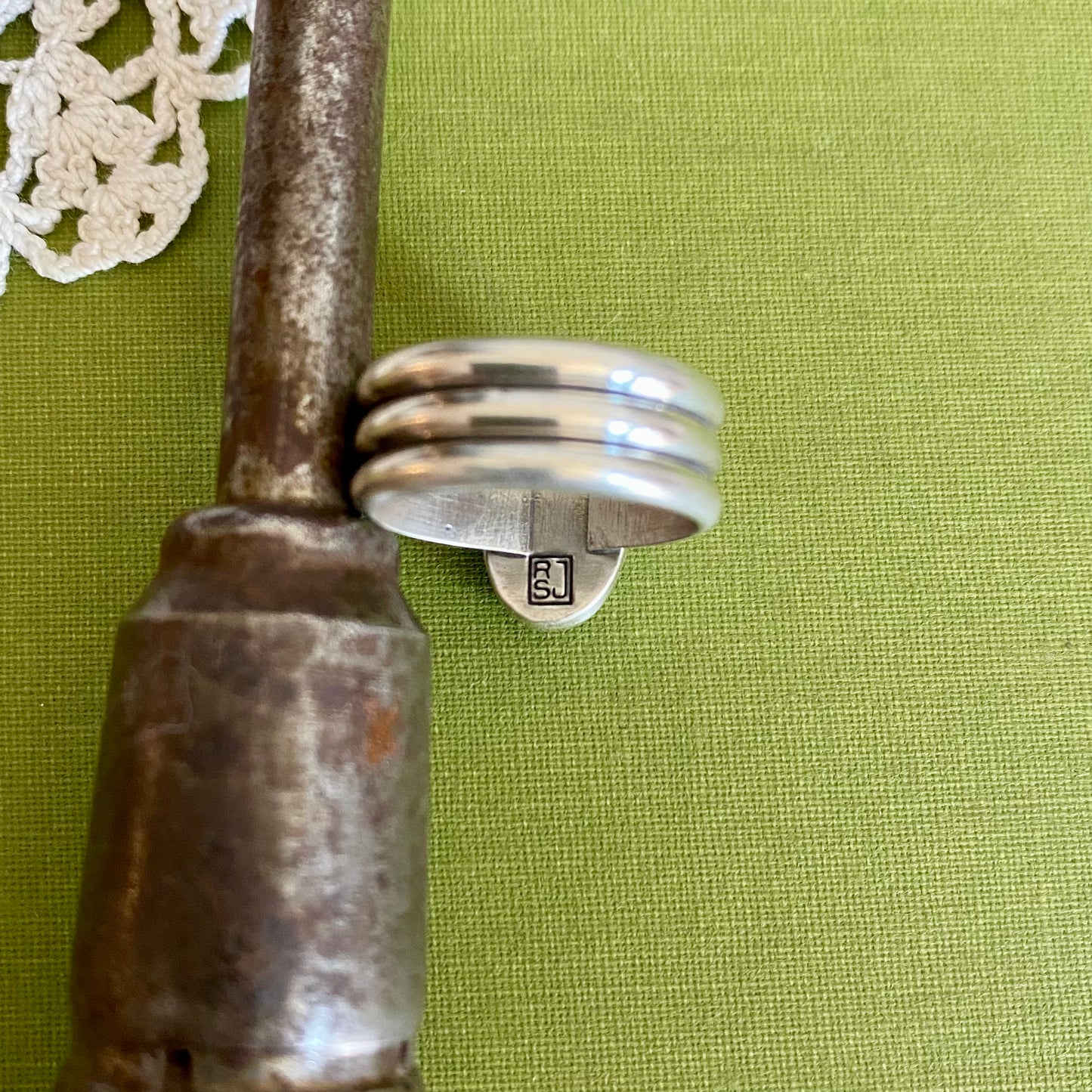 Wide Band Turquoise Ring Size 7