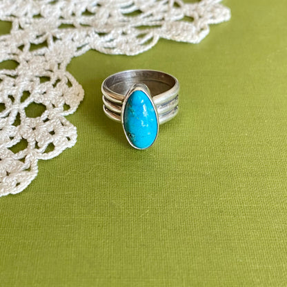 Wide Band Turquoise Ring Size 7