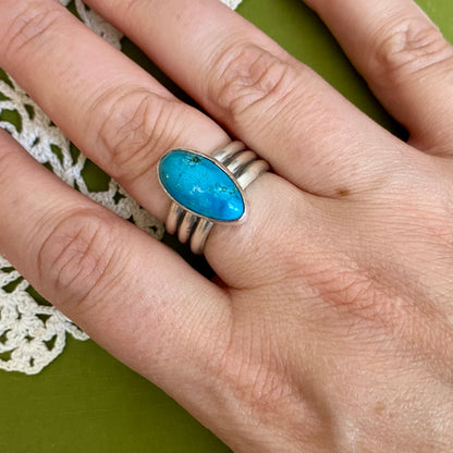 Wide Band Turquoise Ring Size 7