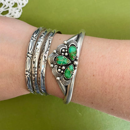 Sonoran Mountian Turquoise 3 Stone Cuff Bracelet