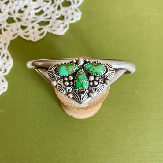 Sonoran Mountian Turquoise 3 Stone Cuff Bracelet