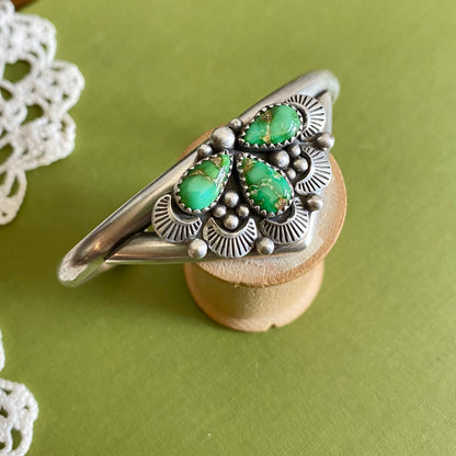 Sonoran Mountian Turquoise 3 Stone Cuff Bracelet