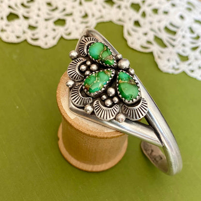 Sonoran Mountian Turquoise 3 Stone Cuff Bracelet