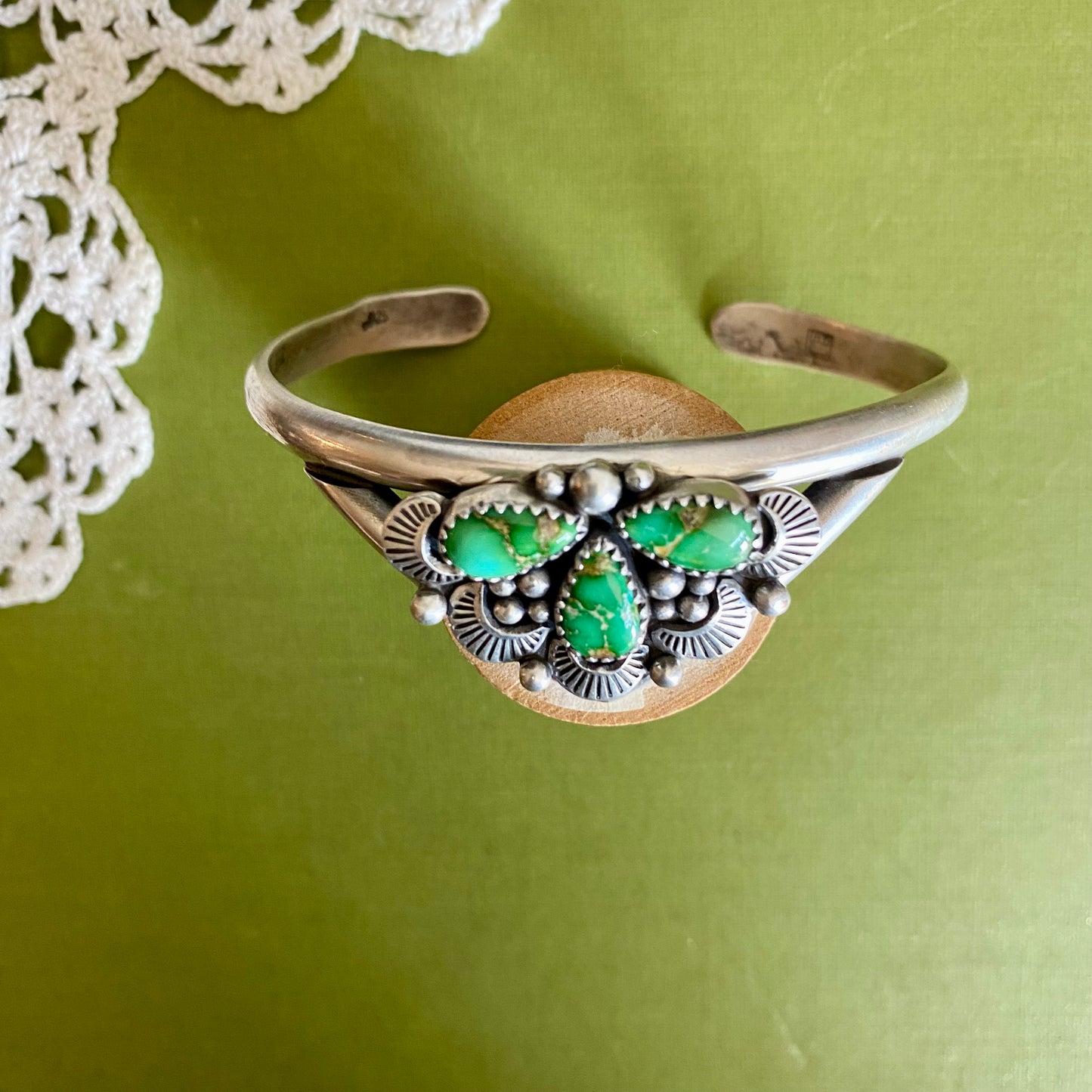 Sonoran Mountian Turquoise 3 Stone Cuff Bracelet