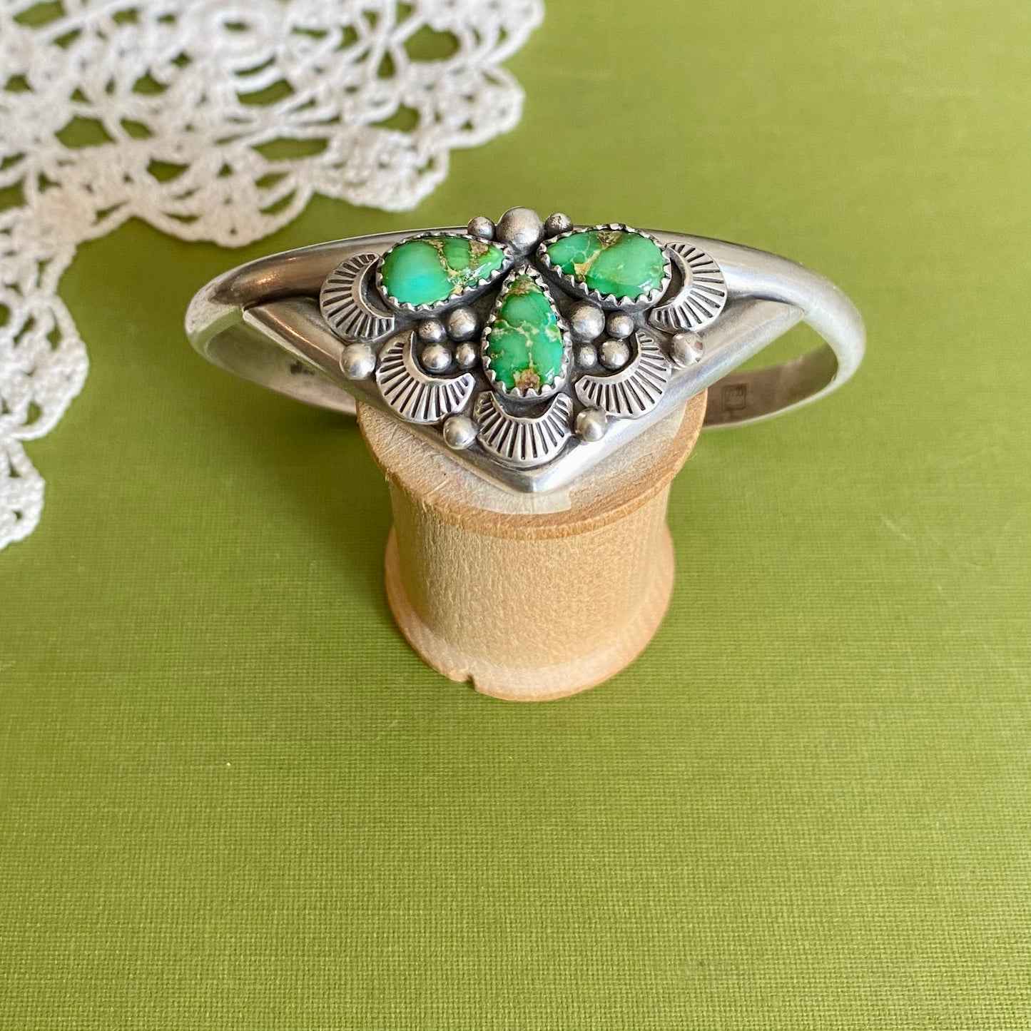 Sonoran Mountian Turquoise 3 Stone Cuff Bracelet